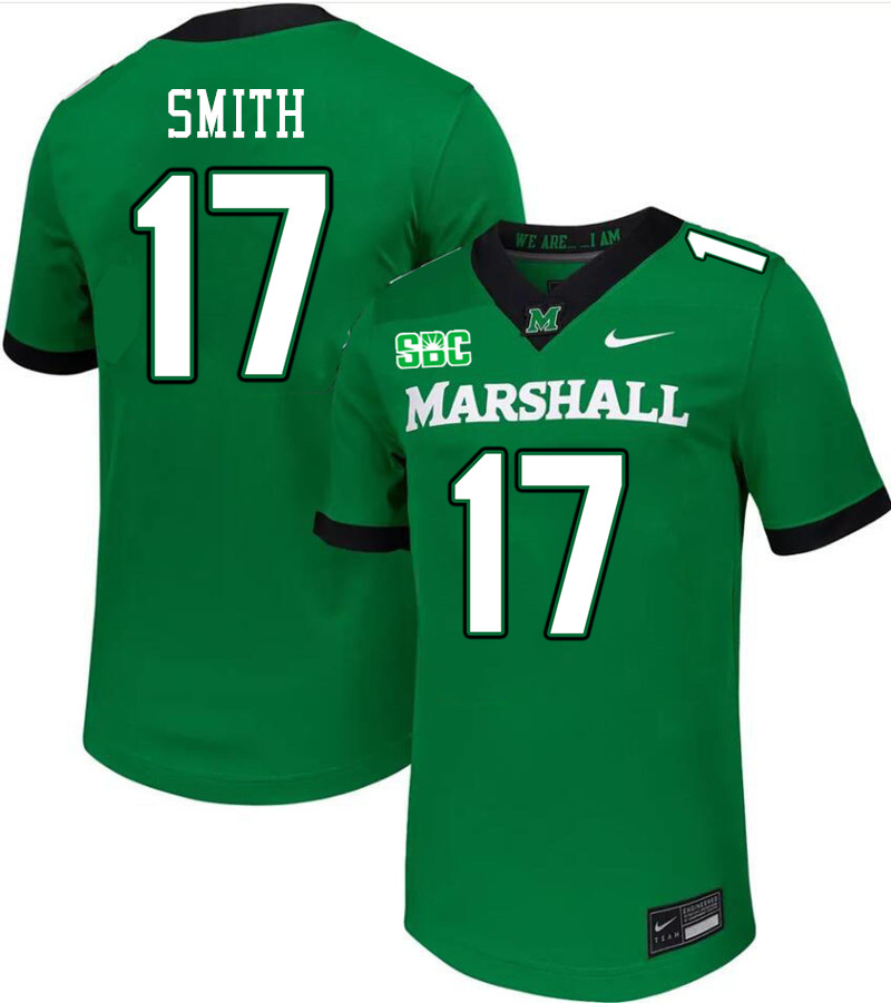 Marshall Thundering Herd #17 Daytione Smith College Football Jerseys Stitched-Green